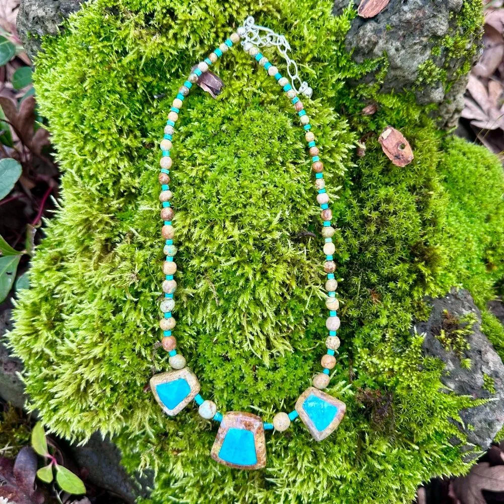 NWT | Jay King Turquoise & Jasper Necklace | Sterling Silver | 18-21” (269) - Picture 3 of 13